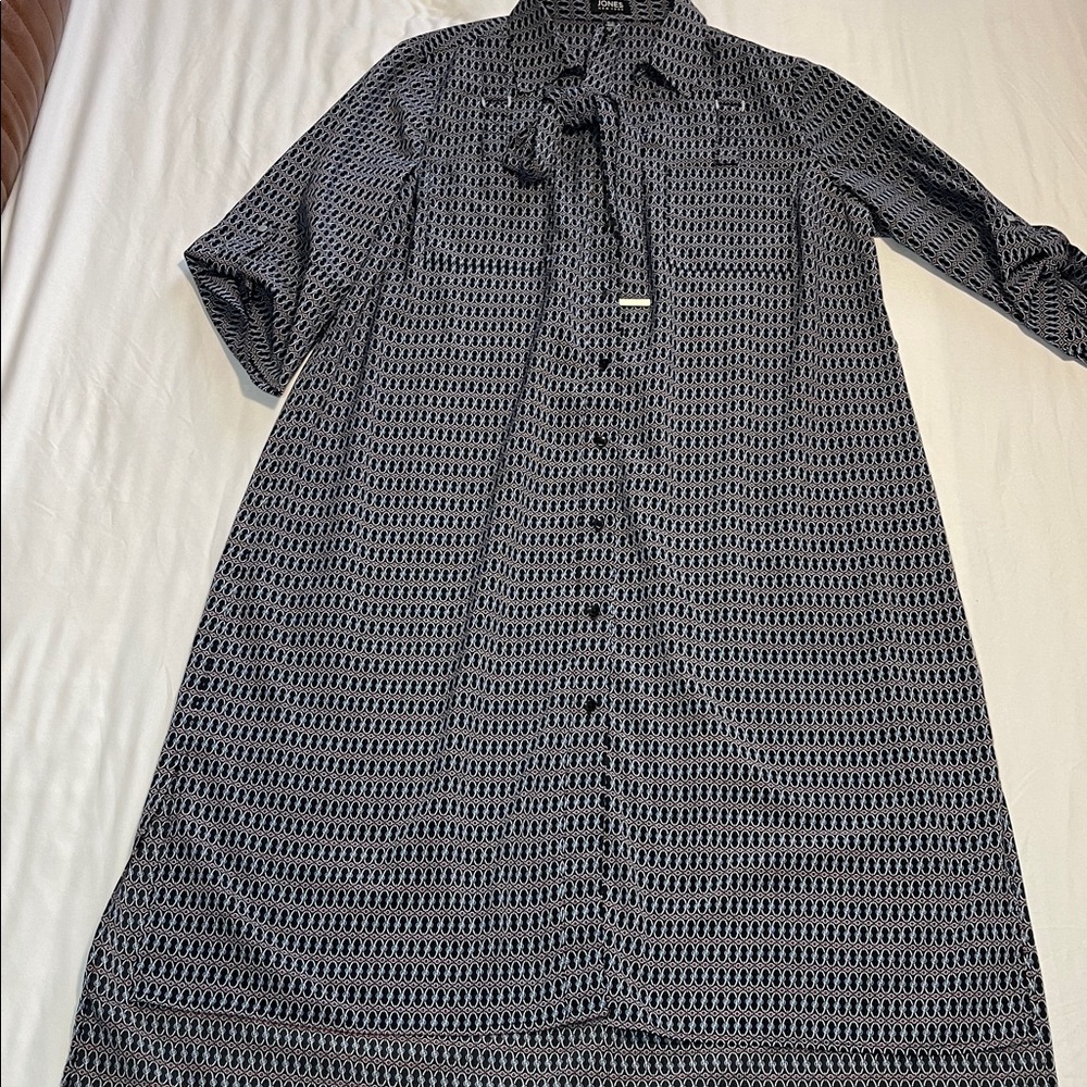 Jones New York Black and Blue Geometric Dress